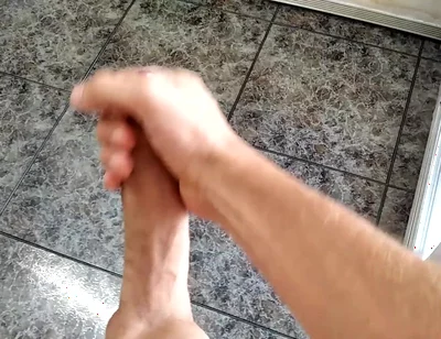 The Huge Fat Cock Took a Long Time to Get Hard, but in the End It Grew and Cums