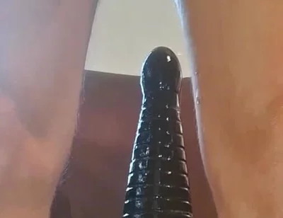 Extreme Solo Toy Session Close up Big Dildo