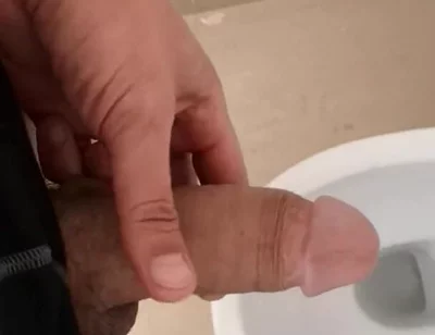 Hot and Hung Guy Filming His Dick While Jerking off an Cum Into the Toilet Sink