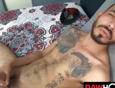 Rawhole Hairy Latino Leon Jerks off His Huge Cock Solo