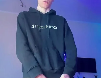 Skinny Boy Holding Back a Huge Cumshot Until It Hurts