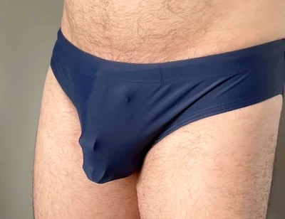 New Blue Speedo and Chastity Cage