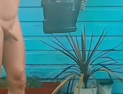 Naked Gardening & Huge Buttplug