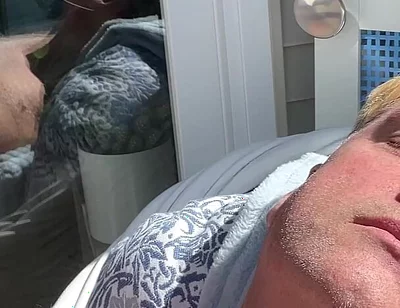 Hunk Stepdaddy Bear Naked Sunbathing in the Veranda 1