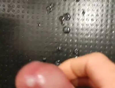 Moaning as I Squirt My White, and Thick Cum All Over the Floor with My Thick, Shaved, Cock