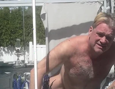 Hunk Stepdaddy Bear Naked Sunbathing in the Veranda 4