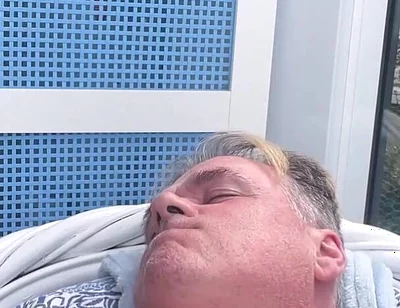Hunk Stepdaddy Bear Naked Sunbathing in the Veranda 6