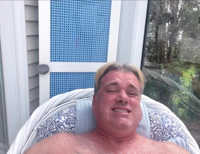Hunk Stepdaddy Bear Naked Sunbathing in the Veranda 6