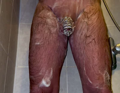 I'm Taking a Shower with a Chastity Belt on My Penis!