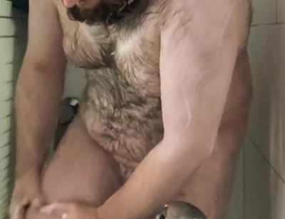 Fat Bear Taking a Shower