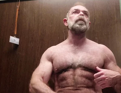 Hairy Stepdaddy Solo in Lockerroom