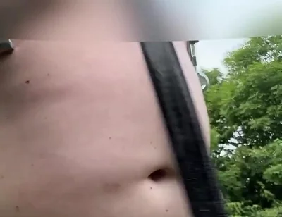 Walking Naked in Park.. with Nipple Clamps and Ballstretcher