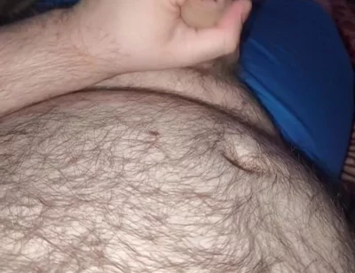 Fat Bear Jacking off & Cumming on Hairy Belly
