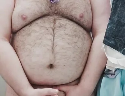 Fat Bear Jerks off on Toilet and Licks up His Cum