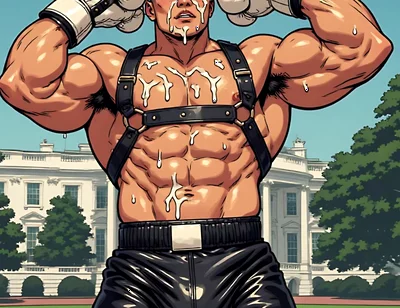 Asian Cum Covered Muscle Men Art