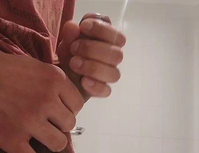 Cumshow in the Bathroom at Work