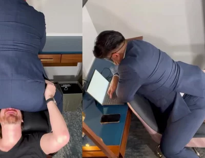 Do You Want That Promotion Boy? You Better Be Quiet And Be A Good Fart Sniffer For The Boss! Stay Still Seat!
