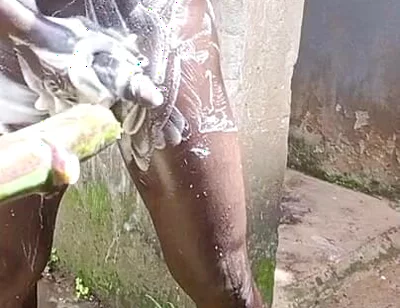 Outdoor Shower Takes Into Wide Cumshots
