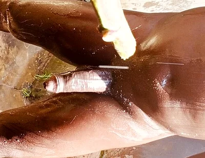 Outdoor Shower Takes Into Wide Cumshots