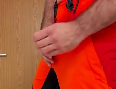 Tyler Blake Jerking off in Hivis Lumberjack Workwear - Muscle Flexes & Explosive Cumshot