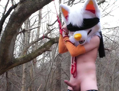 Bondaged Young Twink Piss in Forest