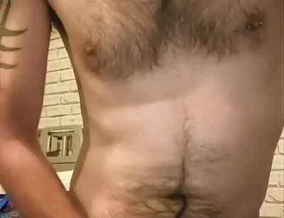 Big Dick Wanking and Smoking Topless