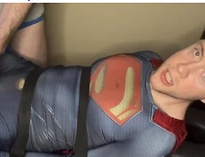 Tied Superman Cumshot Twink
