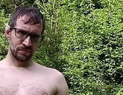 Masturbating Outside in the Woods Completely Naked, Huge Cumshot