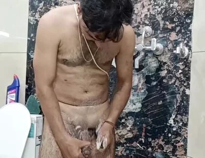 Indian Desi Man Enjoy Shower and Masterbation Show with Neighbour Stepfather and Army Officer Stepfather