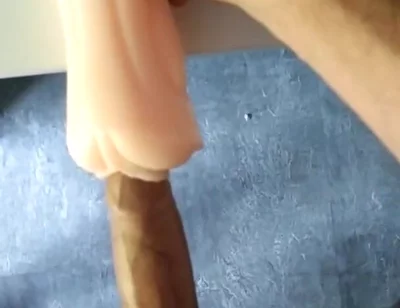 Perverted Pig Uses This Toy to Insert His Big Hard Wet Cock, and Cums Inside Obviously Bareback