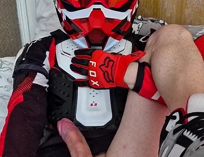 In Biker Gear, He Brought to Orgasm