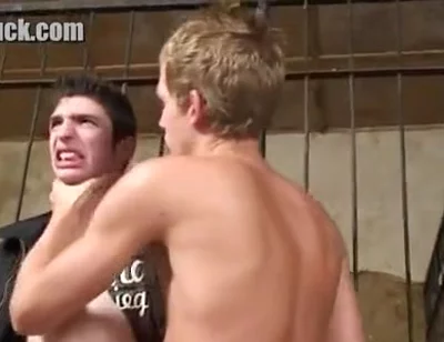 Bound thug boy sucking cock