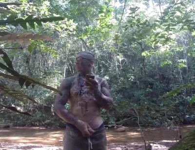 Handjob in the Waterfall Cumming with Soft Cock