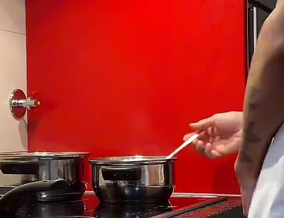 Jacking off and Cumming in the Kitchen