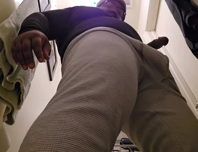 Black Stepdaddy Nuts in Bathroom After Work