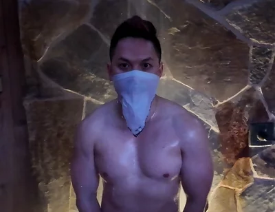 Naked Asian Muscle Hunk Dawn Outdoor Shower Flex - Thick Biceps, 6-pack Abs, V-taper Back & Big Cumshot