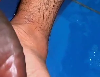 Hairy Curved Cock Cums Twice - Pink Head Foot Play & Massive Cumshots