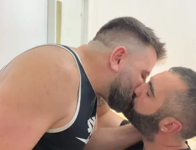Italian and Spanish Bears Kissing