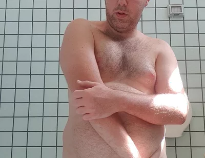 Nude Boy in Pubblic Bathroom