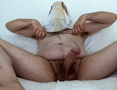 Big Dick Bear Sniffing and Huffing Dirty White Briefs and Cums