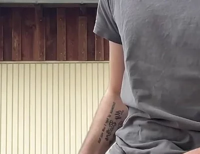 Russian Boy Plays with His Cock on the Terrace. Very Risky