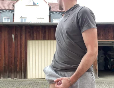 Russian Boy Plays with His Cock on the Terrace. Very Risky