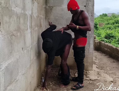 Banging Bus Ebony Slime Waist Outside Uncompleted Building Doggy