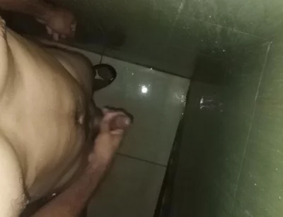 Hairy Slim Man Masturbates in the Shower at Home