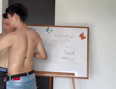 I'm Late to Class Because I Sucked Dicks in the College Bathroom, and to Make It up to My Teacher, I Let Him Fuck My Ass.