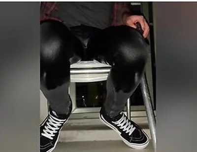Pissing Skinny Jeans On Balcony