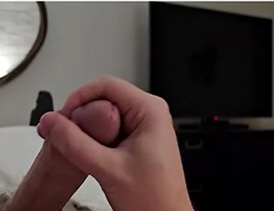 Hotel Room Jerk Off, Hairy Dick Close Up & Cum