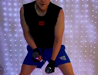 Fitness Workout in Blue Ck Shorts