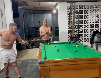 Sr Carmona and Victor Ferraz Playing Naked Billiards