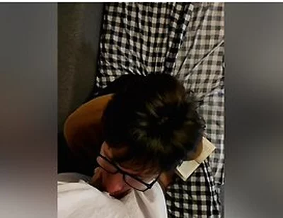 On Halloween, A Ghost Fucked A Guy With Glasses In The Mouth And Filled His Whole Face With Cum